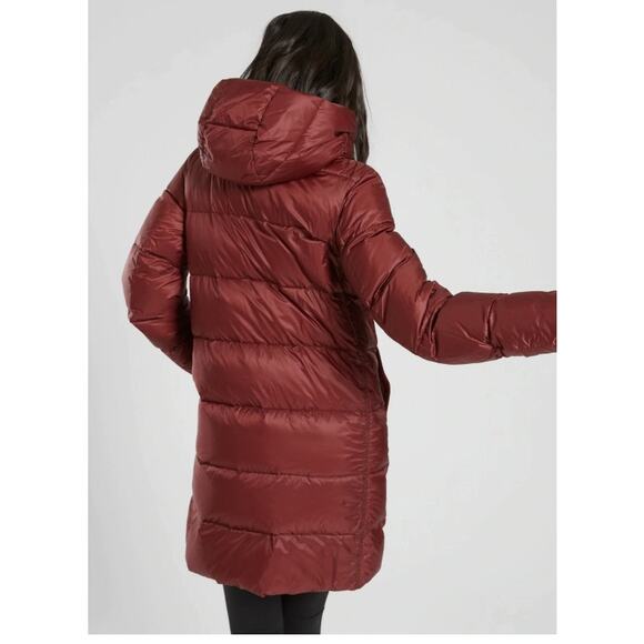 NWOT Athleta XS Burgundy Lofty Down Hooded Coat Puffer Parka Maple Maroon Red - Picture 4 of 16